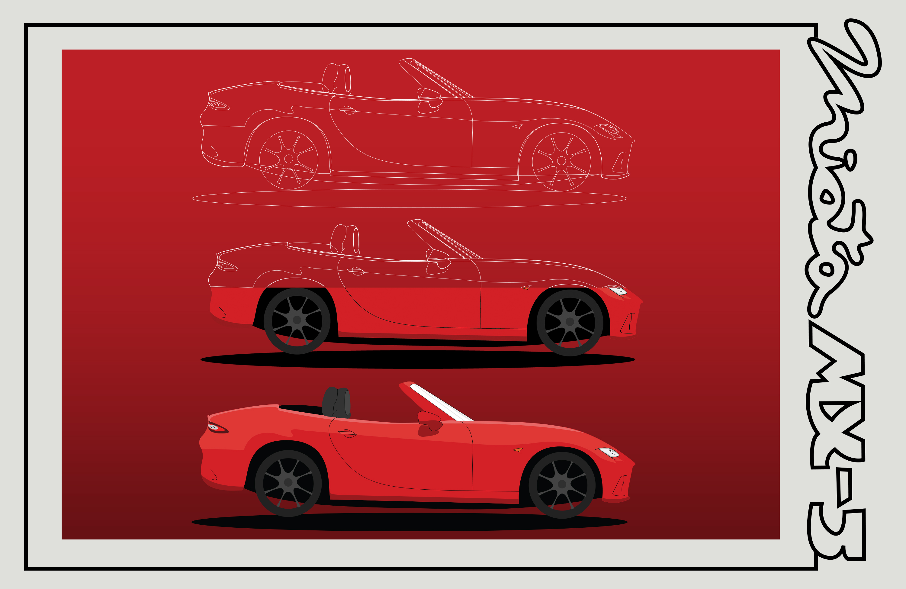 Car line art process illustration